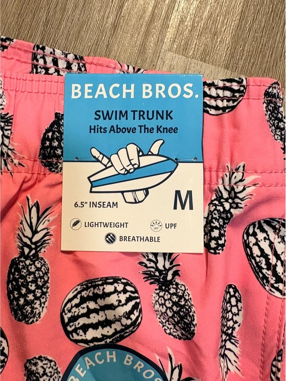 Beach Bros Pink & Black Swim Trunks Men’s Size Medium Pineapple Pattern Beach